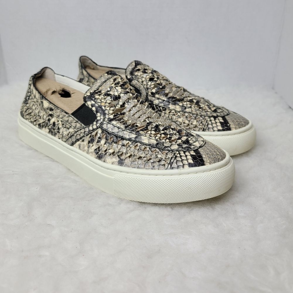 Tory Burch Huarache Weave  Snakeskin Leather Slip On Sneaker  Shoes Size 8
